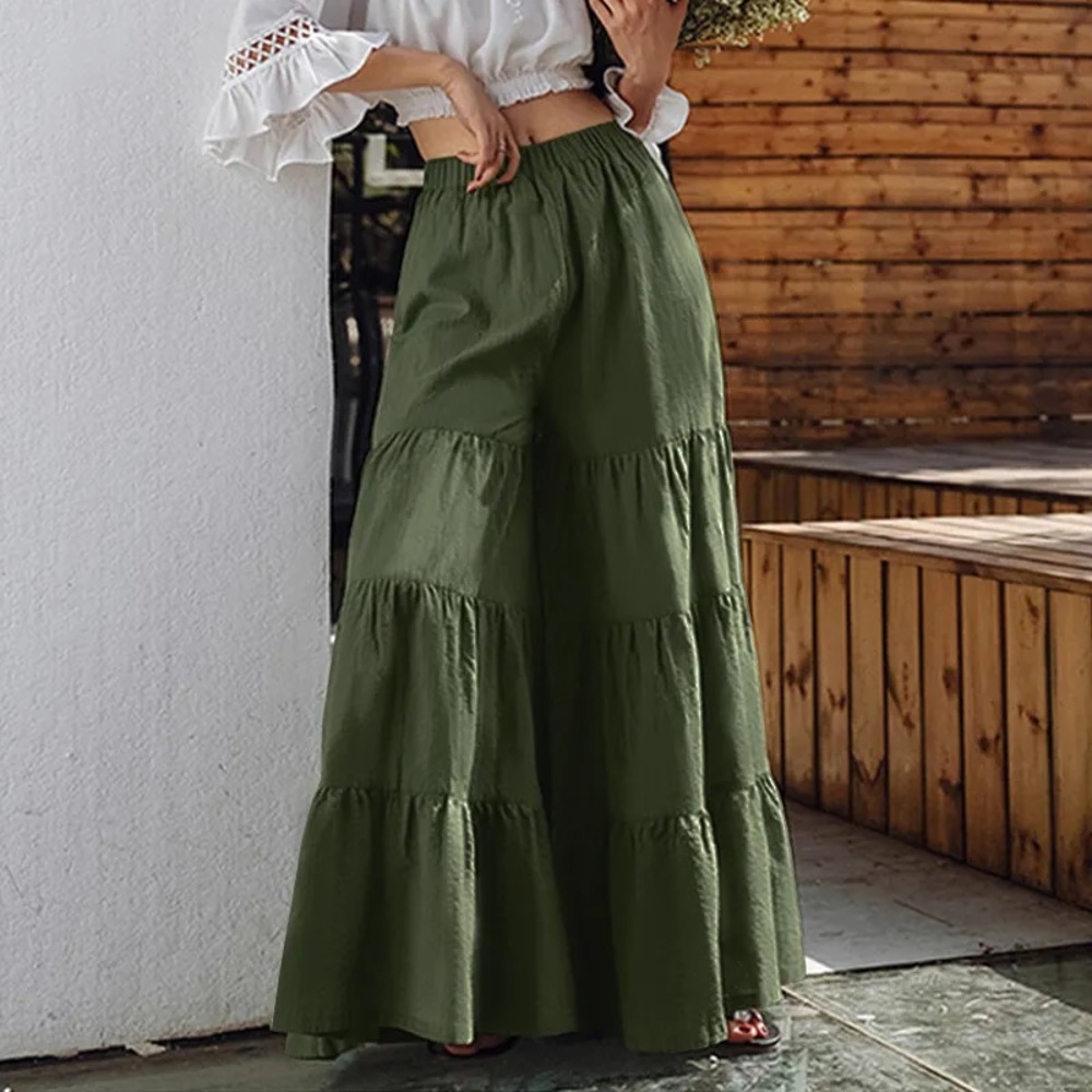 NWT Zanzea Tiered Wide Leg Pants